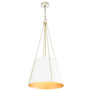 Denise 18" 3 Light Pendant in Studio White / Aged Brass