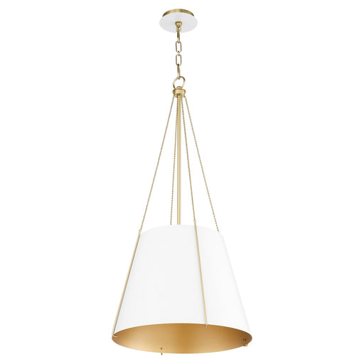 Denise 18" 3 Light Pendant in Studio White / Aged Brass