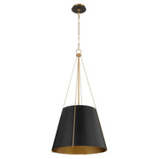 Denise 18" 3 Light Pendant in Matte Black / Aged Brass