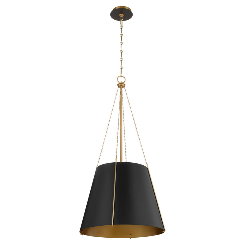 Denise 18" 3 Light Pendant in Matte Black / Aged Brass