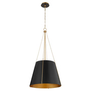 Denise 18" 3 Light Pendant in Matte Black / Aged Brass