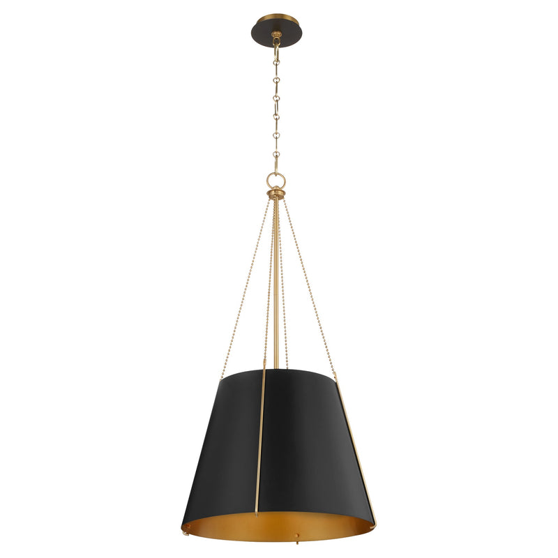 Denise 18" 3 Light Pendant in Matte Black / Aged Brass