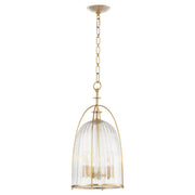 Alice 11" 3 Light Glass Pendant in Aged Brass