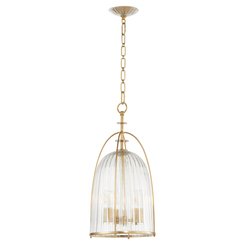 Alice 11" 3 Light Glass Pendant in Aged Brass