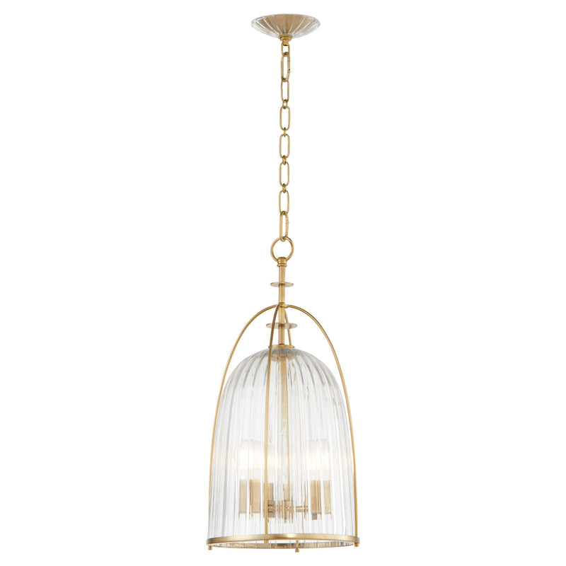 Alice 11" 3 Light Glass Pendant in Aged Brass