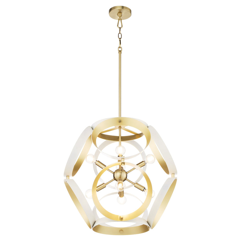 Domain 22" 8 Light Pendant in Studio White / Aged Brass