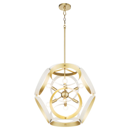 Domain 22" 8 Light Pendant in Studio White / Aged Brass