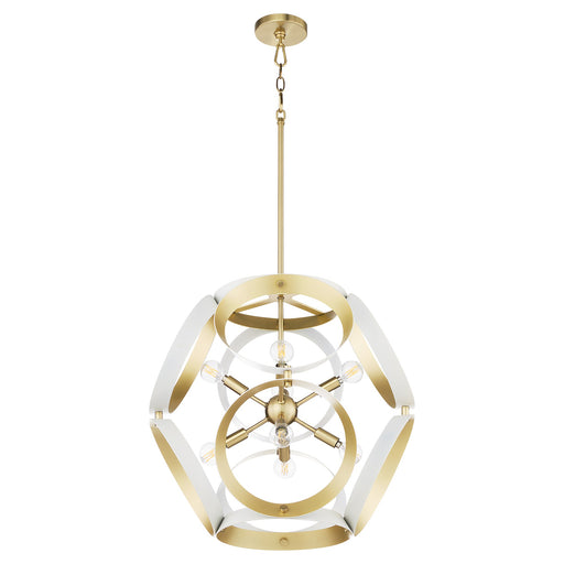 Domain 22" 8 Light Pendant in Studio White / Aged Brass