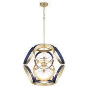 Domain 22" 8 Light Pendant in Blue / Aged Brass