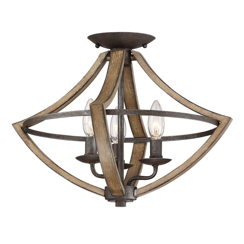 Shire 3-Light Semi-Flush Mount in Rustic Black