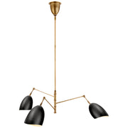 Sommerard Three Light Chandelier in Hand-Rubbed Antique Brass and Black