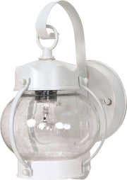 6" Clear Seeded Glass Outdoor Wall Lantern in White