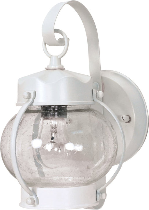 6" Clear Seeded Glass Outdoor Wall Lantern in White