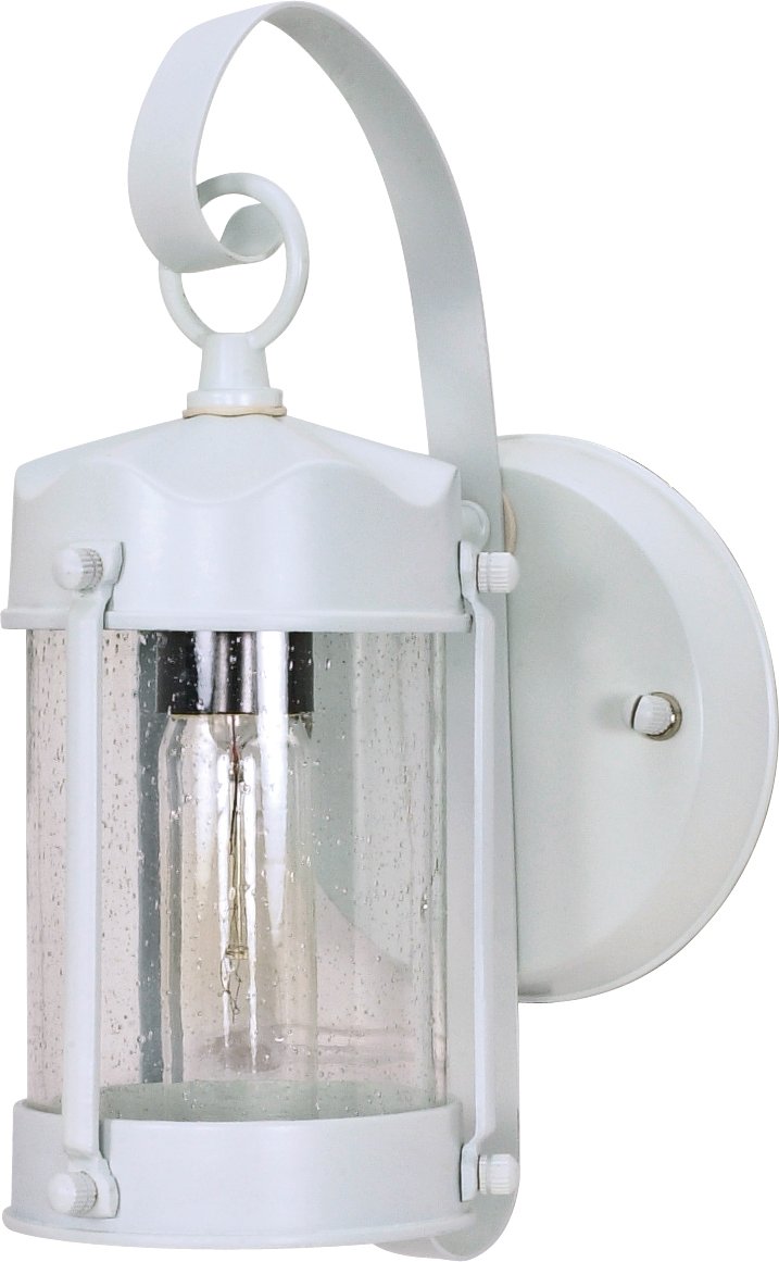 5" Clear Seeded Glass Outdoor Wall Lantern in White