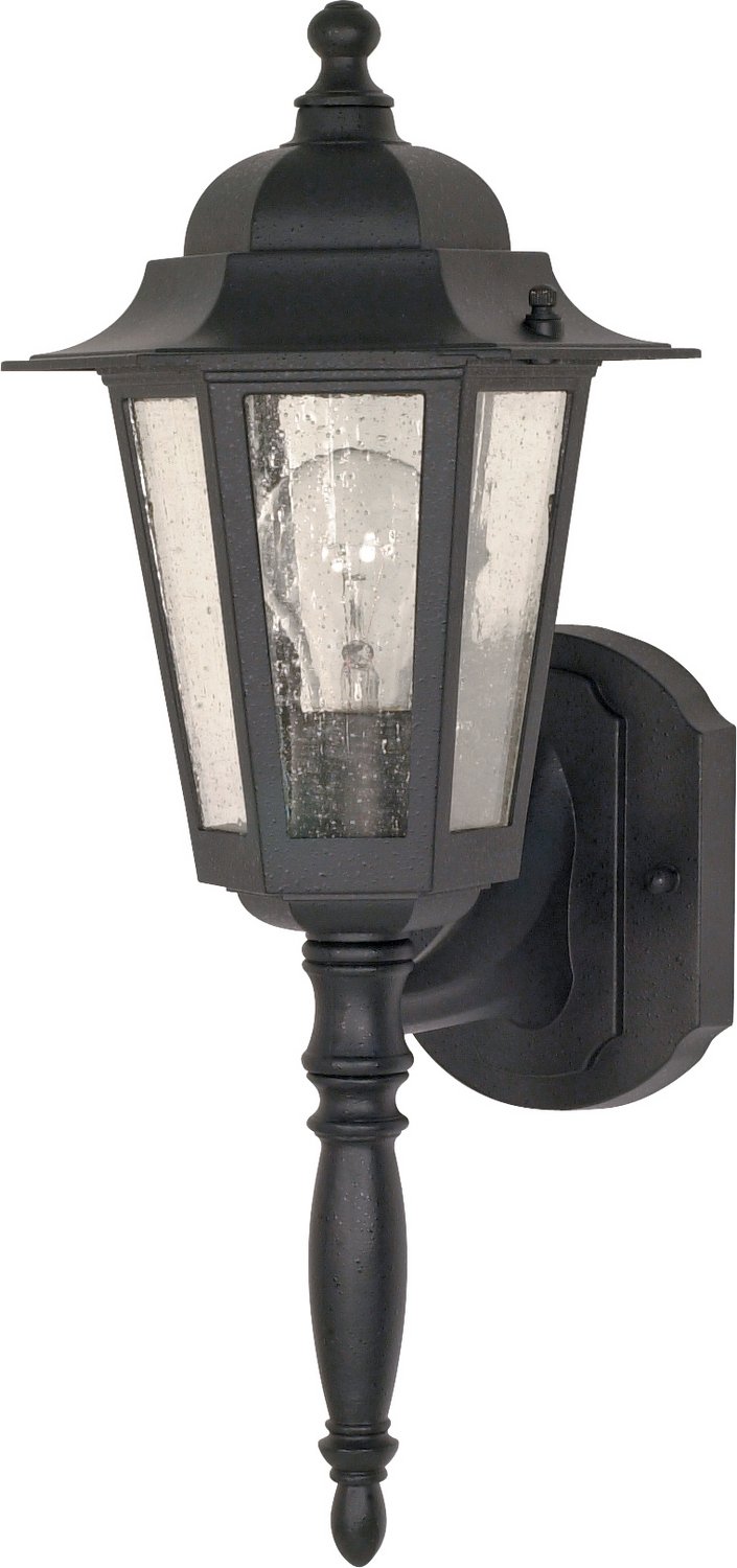 Central Park 18" Seeded Glass Outdoor Wall Lantern in Textured Black