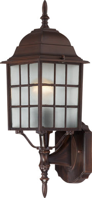18" Frosted Glass Outdoor Wall Lantern in Rustic Bronze