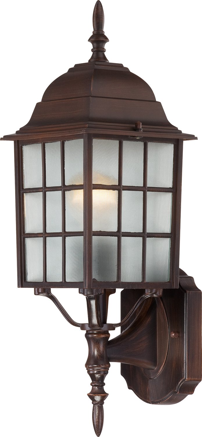 18" Frosted Glass Outdoor Wall Lantern in Rustic Bronze
