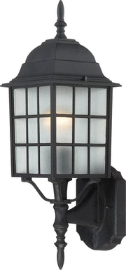 18" Frosted Glass Outdoor Wall Lantern in Textured Black