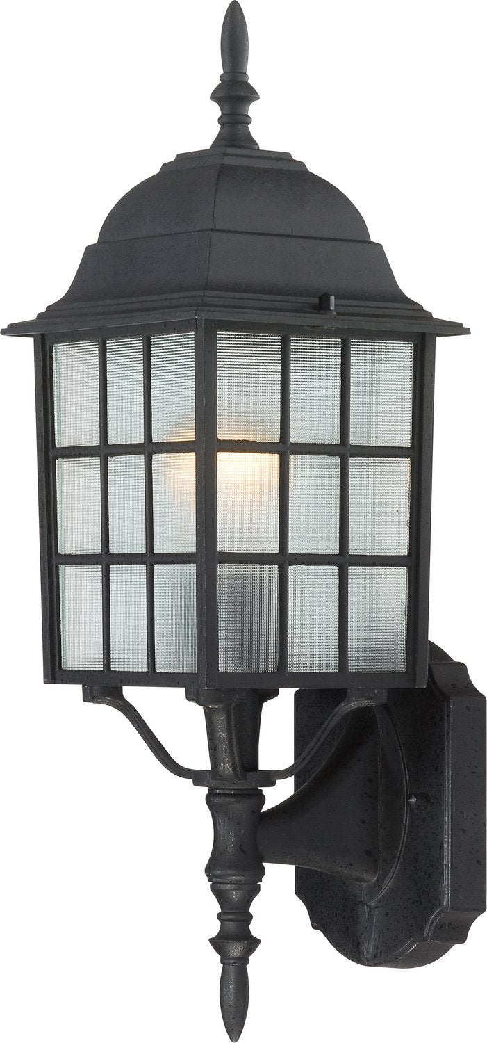 18" Frosted Glass Outdoor Wall Lantern in Textured Black