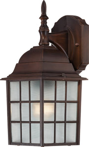 14" Frosted Glass Outdoor Wall Lantern in Rustic Bronze