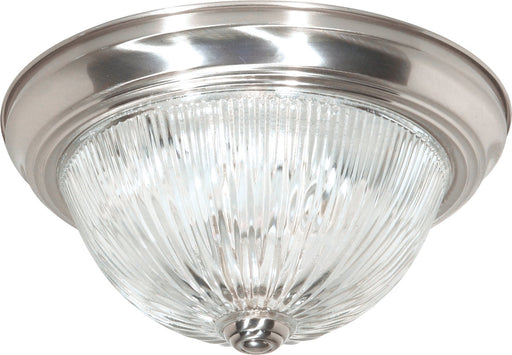 11.25" 2-Light Patterned Glass Flush Mount in Brushed Nickel