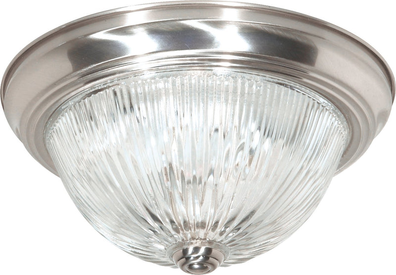 13.25" 2-Light Patterned Glass Flush Mount in Brushed Nickel