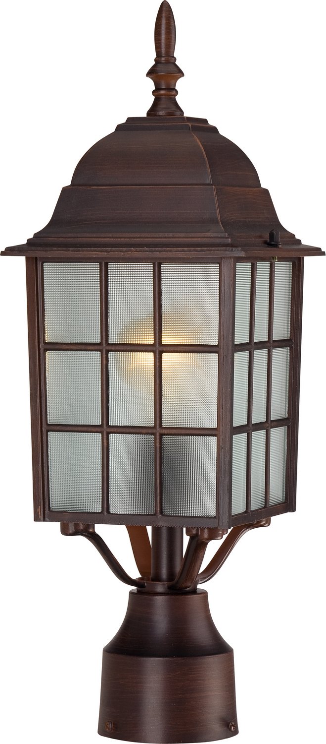18" Frosted Glass Outdoor Post Light in Rustic Bronze