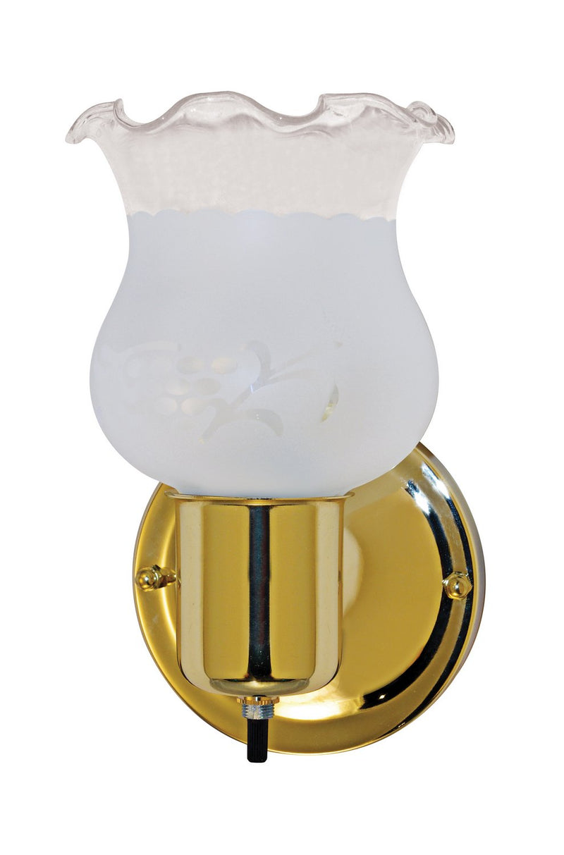 Frosted Grape Glass Bath Sconce in Polished Brass and Frosted Grape