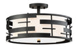 Lansing 3-Light Semi Flush in Textured Black