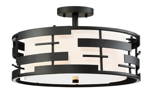 Lansing 3-Light Semi Flush in Textured Black