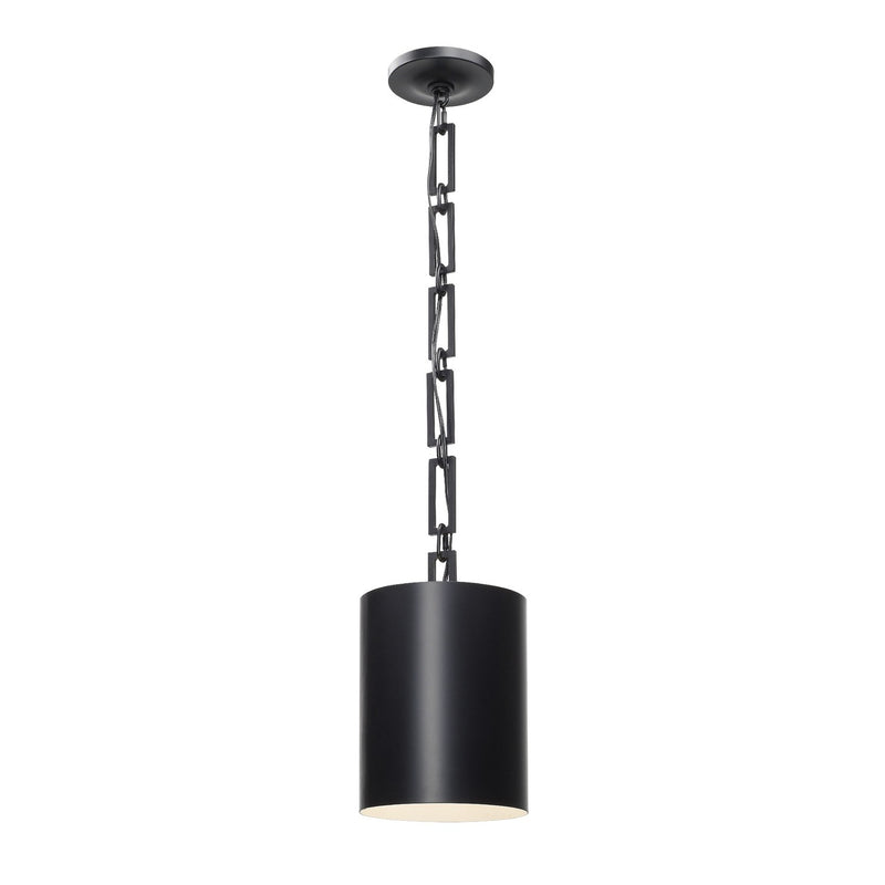 Alston 1 Light 8" Pendant in Matte Black + White