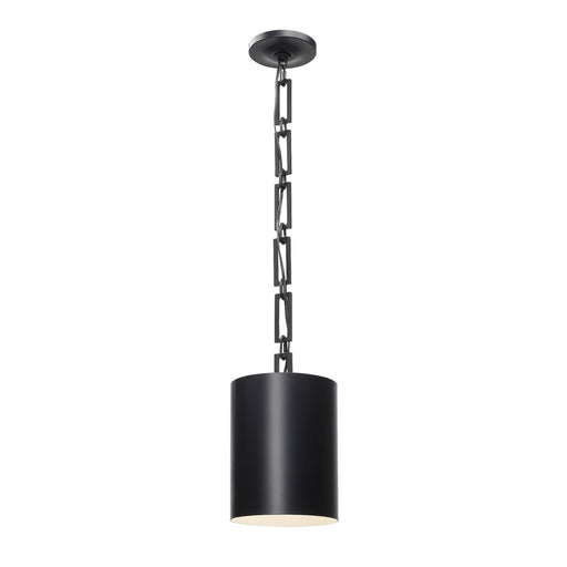 Alston 1 Light 8" Pendant in Matte Black + White