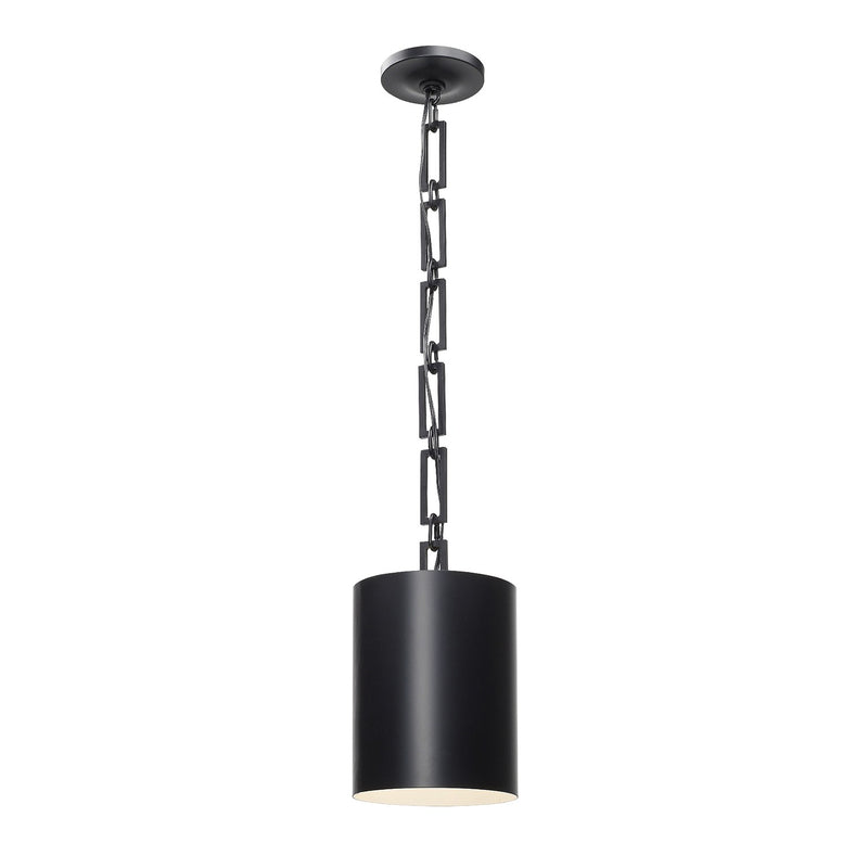 Alston 1 Light 8" Pendant in Matte Black + White