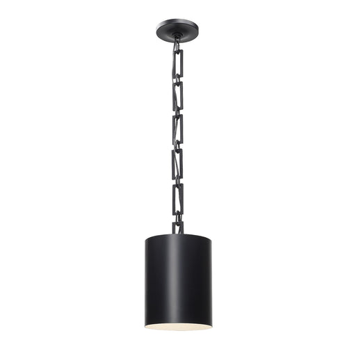 Alston 1 Light 8" Pendant in Matte Black + White