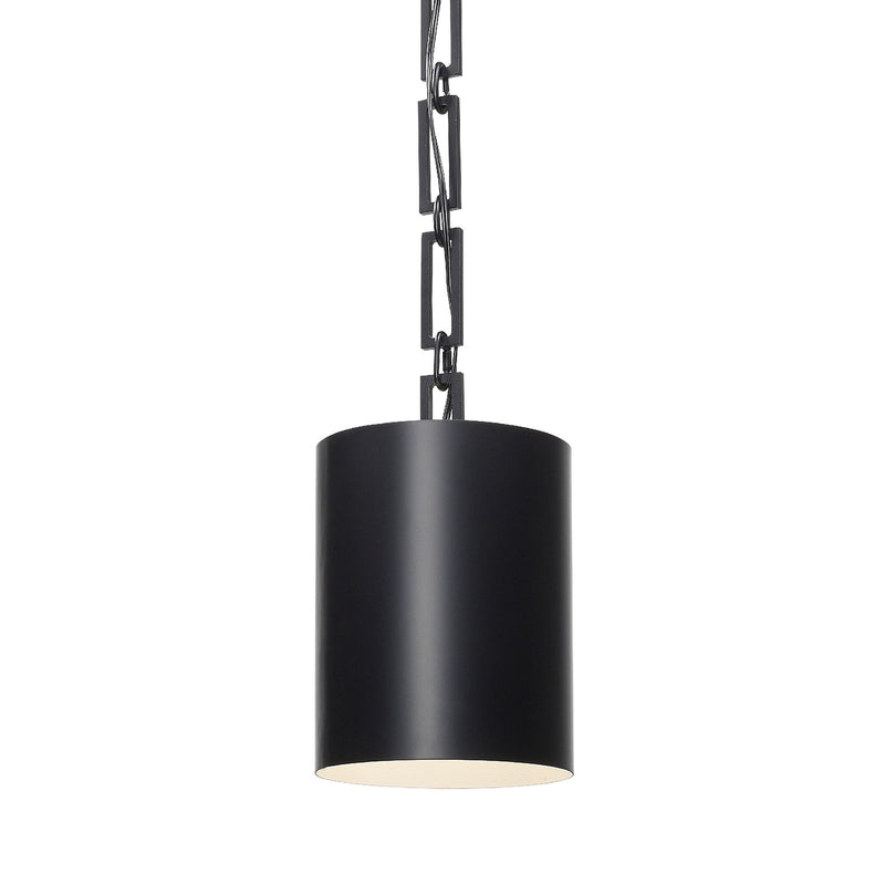 Alston 1 Light 8" Pendant in Matte Black + White
