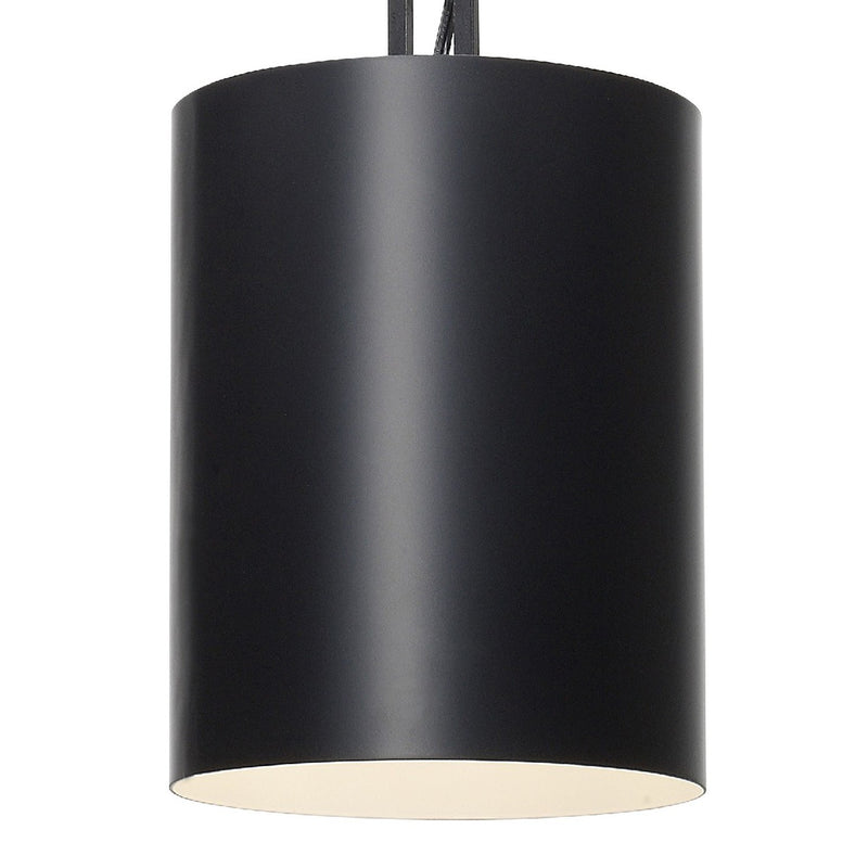 Alston 1 Light 8" Pendant in Matte Black + White