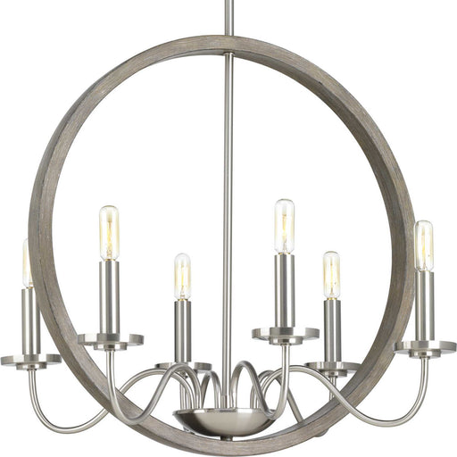 Fontayne Six Light Chandelier in Brushed Nickel