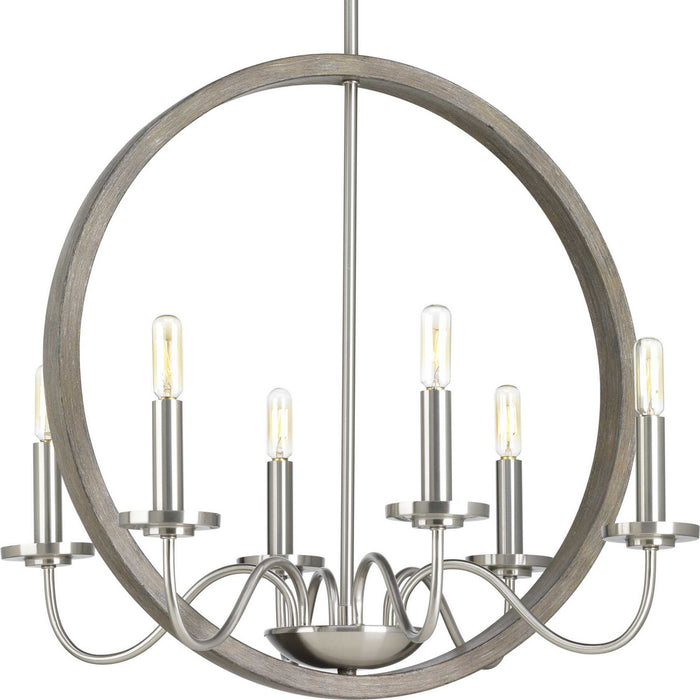 Fontayne Six Light Chandelier in Brushed Nickel