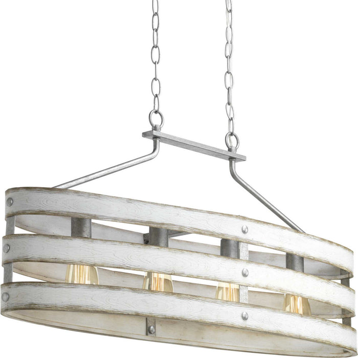 Gulliver Four Light Island Pendant in Galvanized Finish