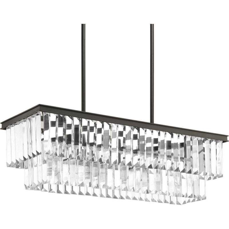 Glimmer 4-Light Linear Chandelier in Antique Bronze