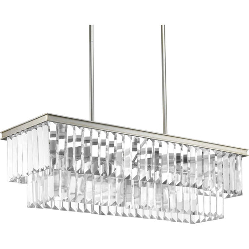 Glimmer Four Light Island Pendant in Silver Ridge
