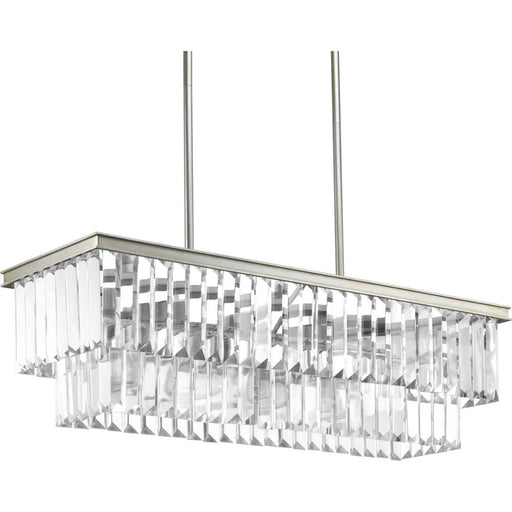 Glimmer 4-Light Linear Chandelier in Silver Ridge