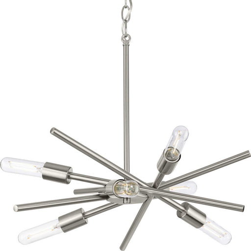 Astra Six Light Chandelier in Brushed Nickel