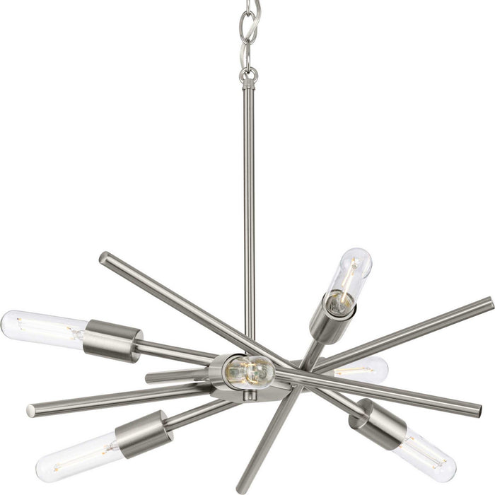Astra Six Light Chandelier in Brushed Nickel