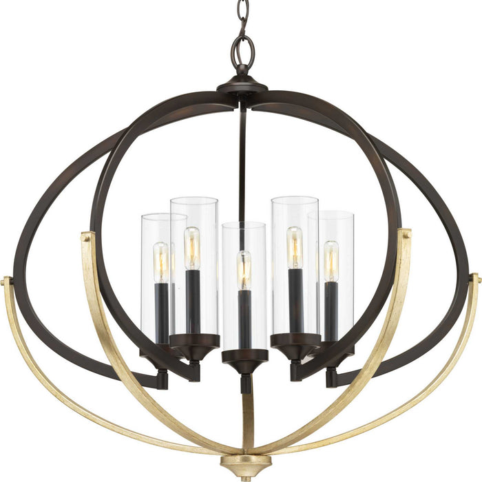 Evoke Five Light Chandelier in Antique Bronze