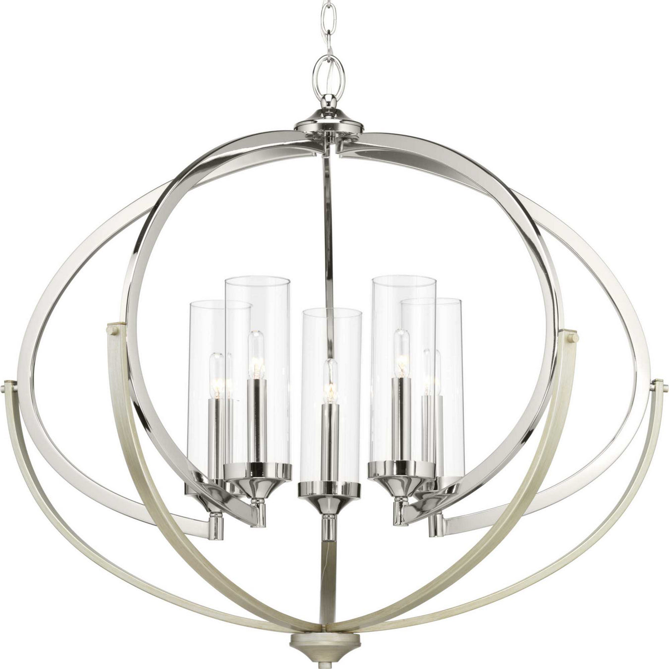 Evoke Five Light Chandelier in Polished Nickel