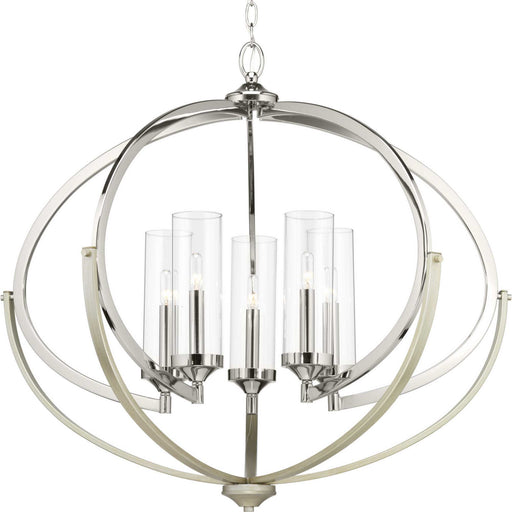 Evoke Five Light Chandelier in Polished Nickel