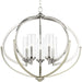 Evoke Five Light Chandelier in Polished Nickel