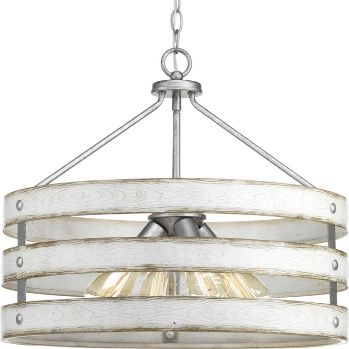 Gulliver Four Light Pendant in Galvanized Finish