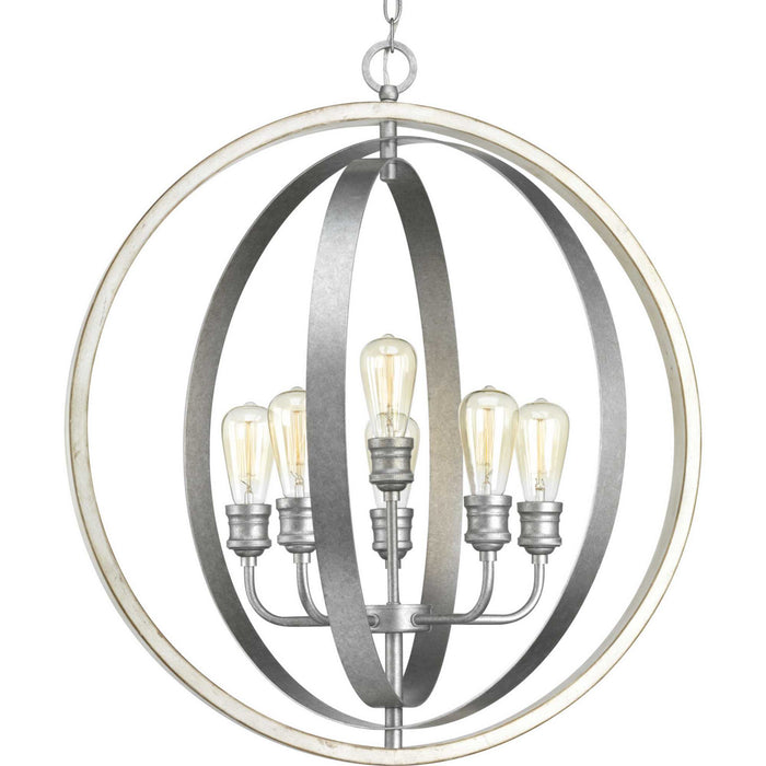 Conestee Six Light Pendant in Galvanized Finish